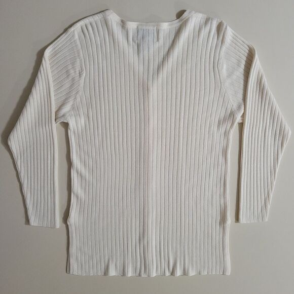 Express Women's Ivory V-neck Long Button-Down Cardigan Sweater - Picture 11 of 11